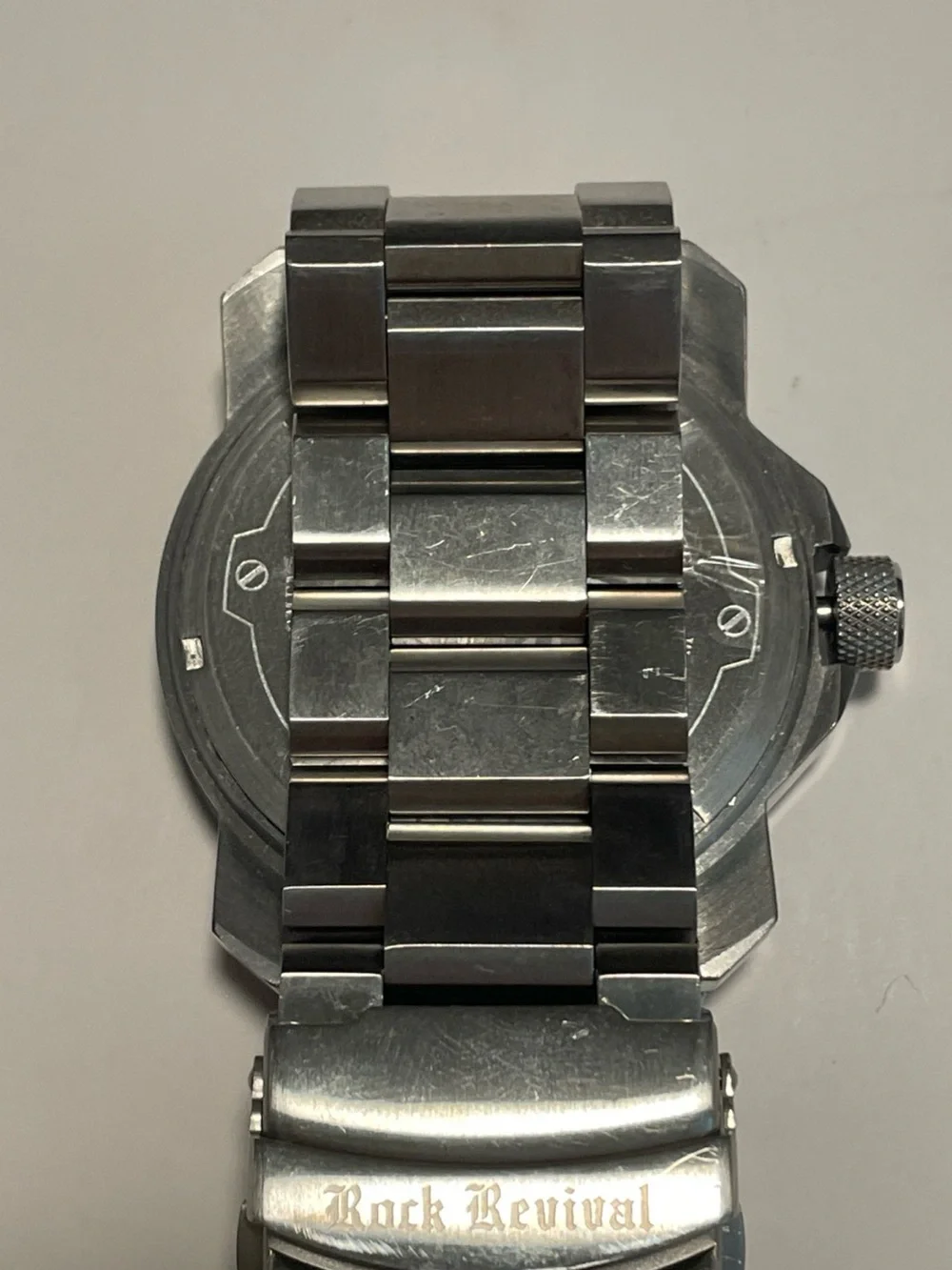 Rock Revival Mens Stainless Steel Heavy Watch Time Date Silver Black